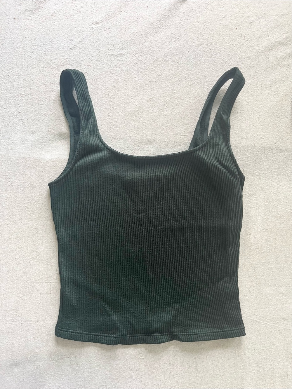 Dynamite Ribbed Scoop Neck Tank Top | Dark Green | Size XS/TP